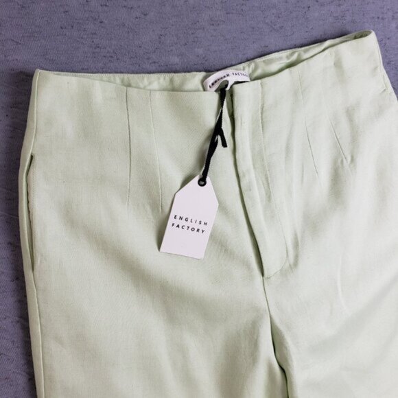 NWT English Factory Pants Wide Leg Trousers Ramie Viscose size L Mint Green - Picture 4 of 14